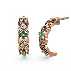 Melisa Çiçek Küpe - Beyaz zirkon ve yeşil kuvars 925 ayar rose altın kaplama gümüş küpe #1a5tqd2