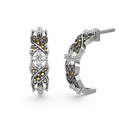 Melisa Çiçek Küpe - Dumanlı kuvars ve swarovski 8 ayar beyaz altın küpe #1a8p2yo