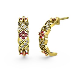 Melisa Çiçek Küpe - Swarovski ve garnet 8 ayar altın küpe #1bnf75q