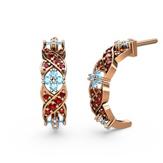 Melisa Çiçek Küpe - Garnet ve akuamarin 925 ayar rose altın kaplama gümüş küpe #1bu2qyc