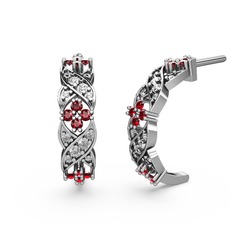 Melisa Çiçek Küpe - Swarovski ve garnet 925 ayar gümüş küpe #1by8mav