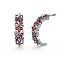 Melisa Çiçek Küpe - Rodolit garnet ve garnet 925 ayar gümüş küpe #1dmirun