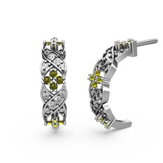 Swarovski ve peridot 18 ayar beyaz altın küpe