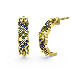 Lab safir ve peridot 18 ayar altın küpe
