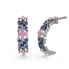 Melisa Çiçek Küpe - Lab safir ve pembe kuvars 8 ayar beyaz altın küpe #1jv4nm4