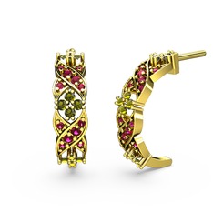 Melisa Çiçek Küpe - Rodolit garnet ve peridot 8 ayar altın küpe #1kjlbrq