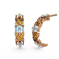 Melisa Çiçek Küpe - Sitrin ve akuamarin 925 ayar rose altın kaplama gümüş küpe #1l846ue