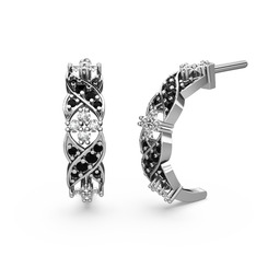 Melisa Çiçek Küpe - Siyah zirkon ve swarovski 18 ayar beyaz altın küpe #1omsswa