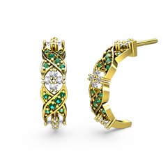 Melisa Çiçek Küpe - Yeşil kuvars ve pırlanta 14 ayar altın küpe (0.1408 karat) #1pjpdnc