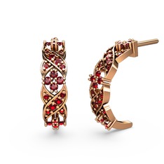 Garnet 18 ayar rose altın küpe