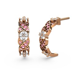 Melisa Çiçek Küpe - Pembe kuvars ve swarovski 8 ayar rose altın küpe #1rmosef