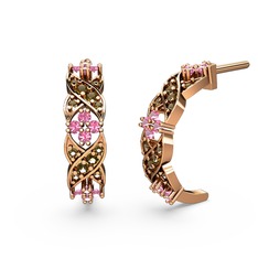 Melisa Çiçek Küpe - Dumanlı kuvars ve pembe kuvars 925 ayar rose altın kaplama gümüş küpe #1tx7m1t