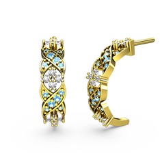 Melisa Çiçek Küpe - Akuamarin ve swarovski 14 ayar altın küpe #1v1f637