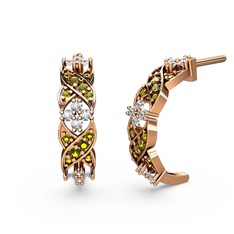 Melisa Çiçek Küpe - Peridot ve swarovski 8 ayar rose altın küpe #1vzej7v