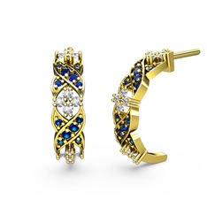 Lab safir ve beyaz zirkon 14 ayar altın küpe