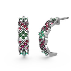 Melisa Çiçek Küpe - Rodolit garnet ve yeşil kuvars 14 ayar beyaz altın küpe #1xdtnxl