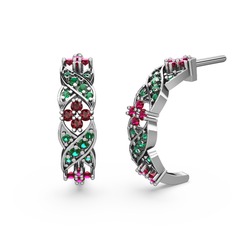 Yeşil kuvars ve rodolit garnet 925 ayar gümüş küpe