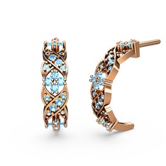 Akuamarin 18 ayar rose altın küpe