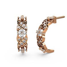 Swarovski ve pırlanta 18 ayar rose altın küpe (0.1408 karat)