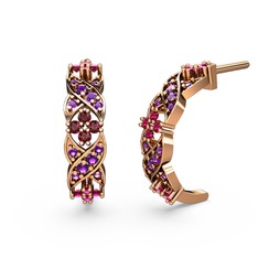 Melisa Çiçek Küpe - Ametist ve rodolit garnet 14 ayar rose altın küpe #4wopjj