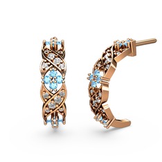 Melisa Çiçek Küpe - Swarovski ve akuamarin 925 ayar rose altın kaplama gümüş küpe #5bamuc