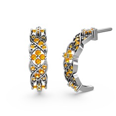 Melisa Çiçek Küpe - Sitrin 14 ayar beyaz altın küpe #75t1xx