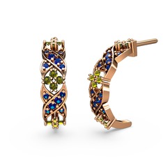 Melisa Çiçek Küpe - Lab safir ve peridot 18 ayar rose altın küpe #ccu8c7