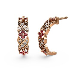 Swarovski ve garnet 14 ayar rose altın küpe