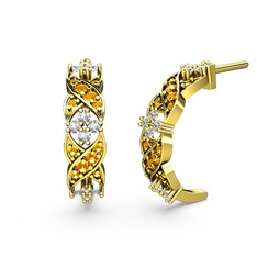 Melisa Çiçek Küpe - Sitrin ve swarovski 14 ayar altın küpe #d7kn46