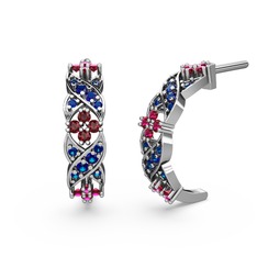 Melisa Çiçek Küpe - Lab safir ve rodolit garnet 18 ayar beyaz altın küpe #dacrqa