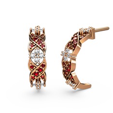 Melisa Çiçek Küpe - Garnet ve swarovski 925 ayar rose altın kaplama gümüş küpe #ea0auh