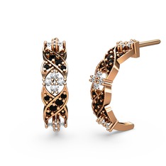 Melisa Çiçek Küpe - Siyah zirkon ve swarovski 14 ayar rose altın küpe #ekqu06