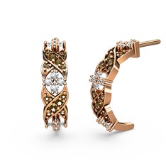 Melisa Çiçek Küpe - Dumanlı kuvars ve swarovski 8 ayar rose altın küpe #f0arpt