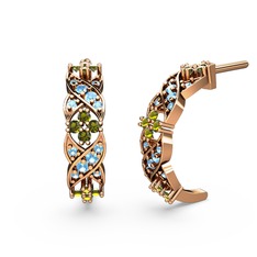 Melisa Çiçek Küpe - Akuamarin ve peridot 925 ayar rose altın kaplama gümüş küpe #frqbud