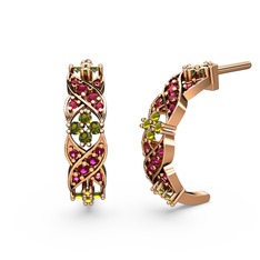 Melisa Çiçek Küpe - Rodolit garnet ve peridot 18 ayar rose altın küpe #gw1bqz