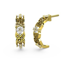 Melisa Çiçek Küpe - Dumanlı kuvars ve swarovski 14 ayar altın küpe #i1wqbr