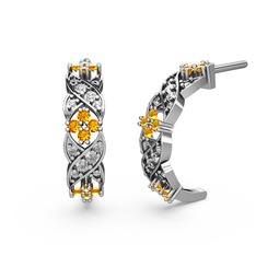 Melisa Çiçek Küpe - Swarovski ve sitrin 8 ayar beyaz altın küpe #irtugl