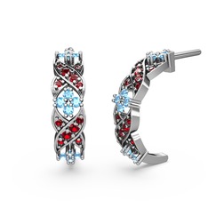 Melisa Çiçek Küpe - Garnet ve akuamarin 925 ayar gümüş küpe #j5ff7l