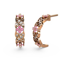 Melisa Çiçek Küpe - Swarovski ve pembe kuvars 18 ayar rose altın küpe #jq7eub