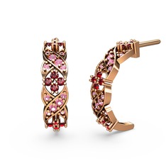 Melisa Çiçek Küpe - Pembe kuvars ve garnet 14 ayar rose altın küpe #l3wiix