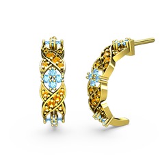 Melisa Çiçek Küpe - Sitrin ve akuamarin 925 ayar altın kaplama gümüş küpe #mam1ad