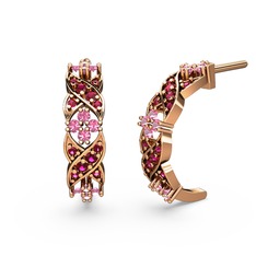 Melisa Çiçek Küpe - Rodolit garnet ve pembe kuvars 18 ayar rose altın küpe #opqiyj