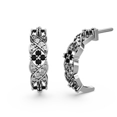 Melisa Çiçek Küpe - Swarovski ve siyah zirkon 14 ayar beyaz altın küpe #oxg0kh