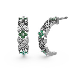 Melisa Çiçek Küpe - Swarovski ve yeşil kuvars 18 ayar beyaz altın küpe #tdfm0x