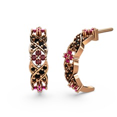 Melisa Çiçek Küpe - Siyah zirkon ve rodolit garnet 18 ayar rose altın küpe #ujoptw