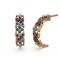 Melisa Çiçek Küpe - Lab safir ve yeşil kuvars 18 ayar rose altın küpe #v8nxm2