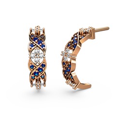 Melisa Çiçek Küpe - Lab safir ve beyaz zirkon 8 ayar rose altın küpe #zvu2p9