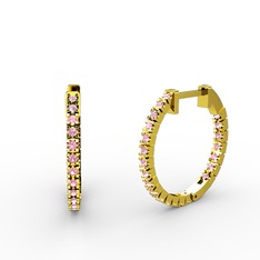 Milada Halka Küpe - Pembe kuvars 14 ayar altın küpe #ejk1gd