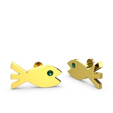 Novi Balık Küpe - Yeşil kuvars 14 ayar altın küpe #1dhb6er