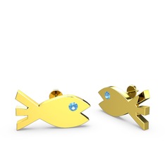 Novi Balık Küpe - Akuamarin 18 ayar altın küpe #i16hi9